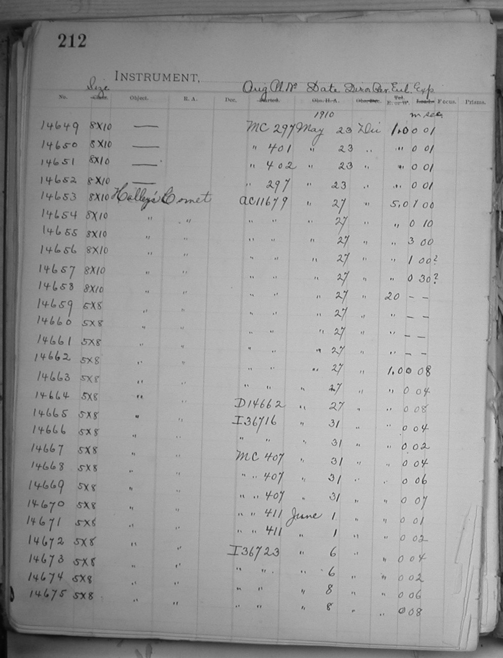 Page 212 of Harvard logbook D15b.